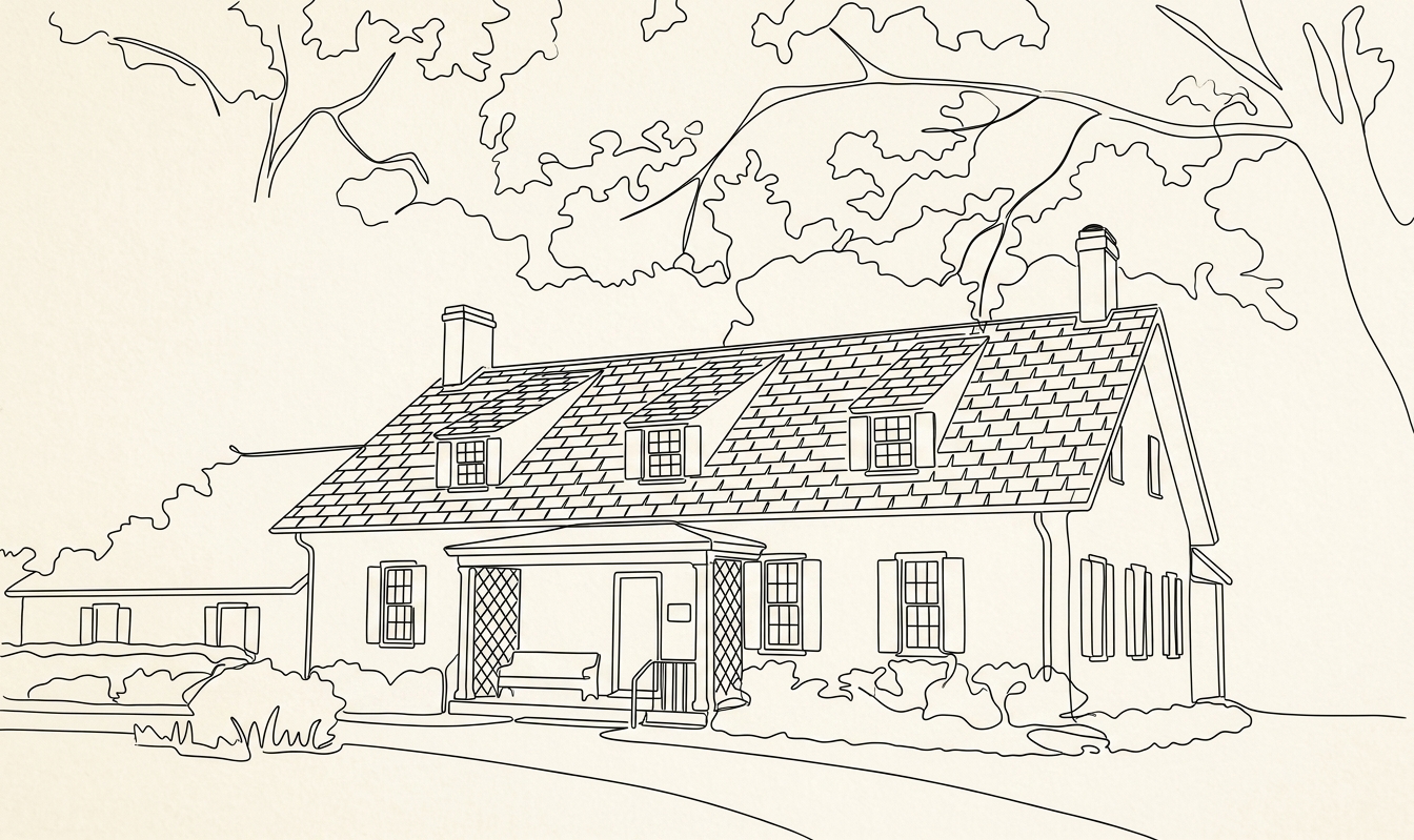 Tom's home in Line Art style